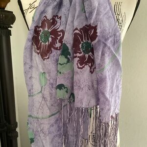 Zazou 100% Rayon Floral Print Fringe Scarf Wrap